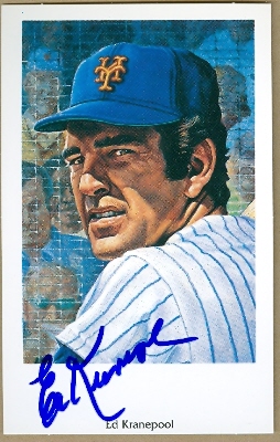 61999 Ed Kranepool Autographed Postcard New York Mets Ron Lewis 1994 No. 22 3.5X5.5 67