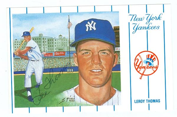 62015 Lee Thomas Autographed Postcard New York Yankees 1991 Rinni 1961 Yankees No. 4 3.5X5.5 67