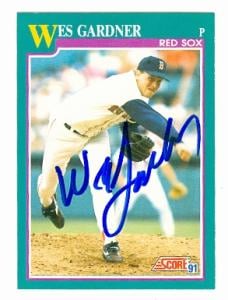 62023 Wes Gardner Autographed Baseball Card Boston Red Sox 1991 Score No. 592