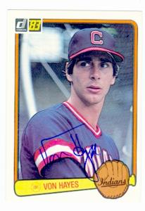 62033 Von Hayes Autographed Baseball Card Cleveland Indians 1983 Donruss No. 324