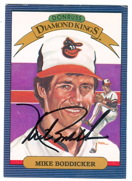 62037 Mike Boddicker Autographed Baseball Card Baltimore Orioles 1986 Donruss Diamond Kings No. 8