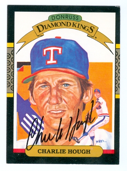 62046 Charlie Hough Autographed Baseball Card Texas Rangers 1987 Donruss Diamond Kings No. 7