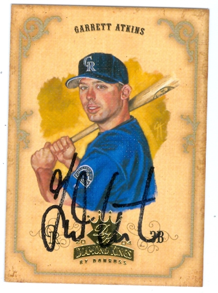 62053 Garrett Atkins Autographed Baseball Card Colorado Rockies 2004 Donruss Dimaond Kings No. 116
