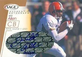 62070 Will Allen Autographed Football Card Ohio State 2001 Sage Rookie No. A1