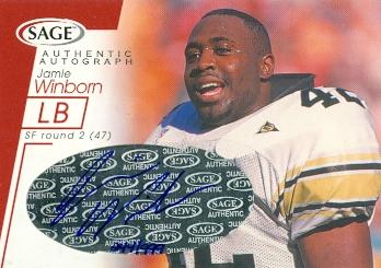 62075 Jamie Winborn Autographed Football Card Vanderbilt 2001 Sage Rookie No. A50