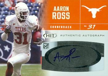 62085 Aaron Ross Autographed Football Card Texas 2007 Sage Hit Rookie No. A31