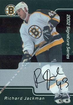 62088 Richard Jackman Autographed Hockey Card Boston Bruins 2002 In The Game No. 208