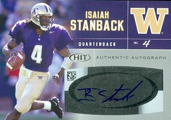 62090 Isaiah Stanback Autographed Football Card Washington 2007 Sage Hit Rookie No. A14