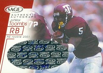 62092 Ja Mar Toombs Autographed Football Card Texas A&M 2001 Sage Rookie No. A45