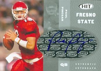 62109 Paul Pinegar Autographed Football Card Fresno State 2006 Sage Hit Rookie No. A13