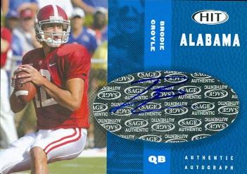 62111 Brodie Croyle Autographed Football Card Alabama 2006 Sage Hit Rookie No. A12
