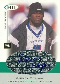62113 Quincy Morgan Autographed Football Card Kansas State 2001 Sage Hit Rookie No. A50