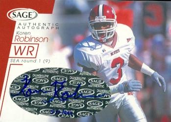 62117 Koren Robinson Autographed Football Card Nc State 2001 Sage Rookie No. A38