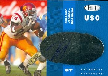 62192 Winston Justice Autographed Football Card Usc 2006 Sage Hit Rookie No. A37
