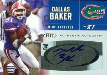 62194 Dallas Baker Autographed Football Card Florida 2007 Sage Hit Rookie No. A41