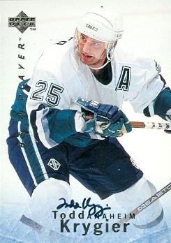 62208 Todd Krygier Autographed Hockey Card Anaheim Ducks 1996 Upper Deck No. S93
