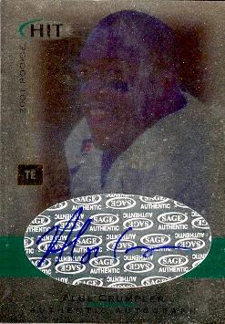 62211 Alge Crumpler Autographed Football Card North Carolina 2001 Sage Hit Rookie No. A28