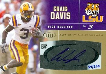 62217 Craig Davis Autographed Football Card Lsu 2007 Sage Hit Rookie No. A36