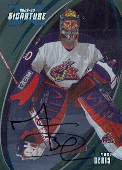 62219 Marc Denis Autographed Hockey Card Columbus Blue Jackets 2003 In The Game No. 20
