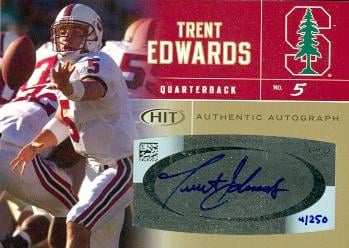 62222 Trent Edwards Autographed Football Card Stanford 2007 Sage Hit Rookie No. A35