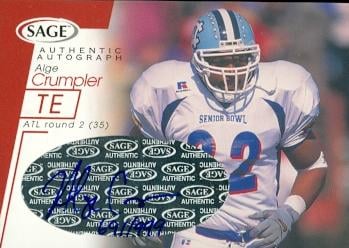 62224 Alge Crumpler Autographed Football Card North Carolina 2001 Sage Rookie No. A12