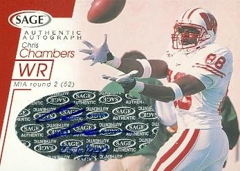 62229 Chris Chambers Autographed Football Card Wisconsin 2001 Sage Rookie No. A11