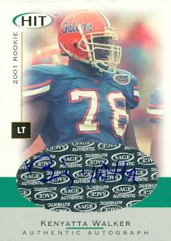 62248 Kenyatta Walker Autographed Football Card Florida 2001 Sage Hit Rookie No. A26
