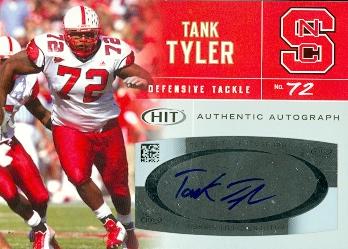 62255 Tank Tyler Autographed Football Card Nc State 2007 Sage Hit Rookie No. A57