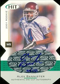 62280 Alex Bannister Autographed Football Card Eastern Kentucky 2001 Sage Hit Rookie No. A19
