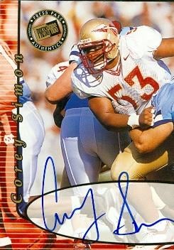 62289 Corey Simon Autographed Football Card Florida State 2000 Press Pass Rookie