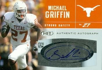 62293 Michael Griffin Autographed Football Card Texas 2007 Sage Hit Rookie No. A27