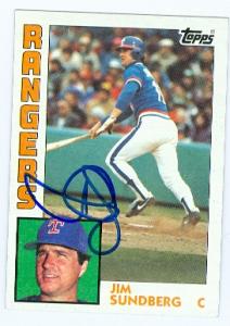 62361 Jim Sundberg Autographed Baseball Card Texas Rangers 1984 Topps No. 779