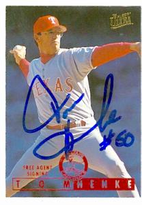 62461 Tom Henke Autographed Baseball Card St. Louis Cardinals Texas Rangers 1995 Fleer Ultra No. 429
