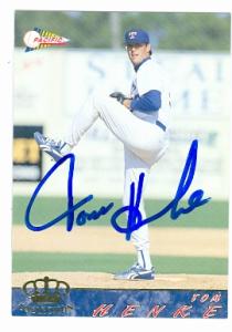 62462 Tom Henke Autographed Baseball Card Texas Rangers 1994 Pacific No. 618