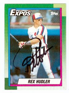 62475 Rex Hudler Autographed Baseball Card Montreal Expos 1990 Topps No. 647