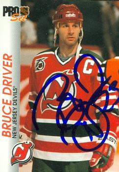 62661 Bruce Driver Autographed Hockey Card New Jersey Devils 1992 Pro Set No. 99