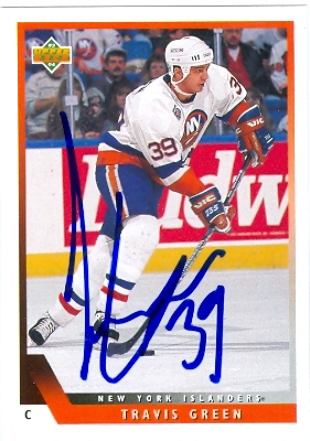 62852 Travis Green Autographed Hockey Card New York Islanders 1993 Upper Deck No. 59