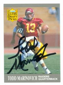 63054 Todd Marinovich Autographed Football Card Los Angeles Raiders Usc Trojans 1991 Fleer Ultra No. 287
