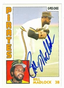 63060 Bill Madlock Autographed Baseball Card Pittsburgh Pirates 1984 O-Pee-Chee No. 250