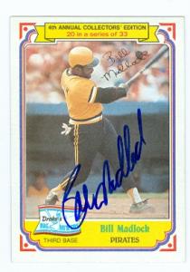 63061 Bill Madlock Autographed Baseball Card Pittsburgh Pirates 1984 Topps Drakes No. 20