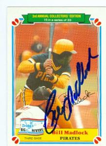 63062 Bill Madlock Autographed Baseball Card Pittsburgh Pirates 1983 Topps Drakes No. 15