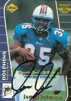 63152 James Johnson Autographed Football Card Miami Dolphins 1999 Collectors Ege