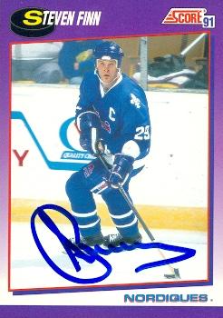 66294 Steven Finn Autographed Hockey Card Quebec Nordiques 1991 Score No. 278