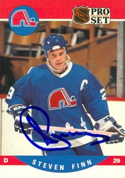 66303 Steven Finn Autographed Hockey Card Quebec Nordiques 1990 Pro Set No. 514