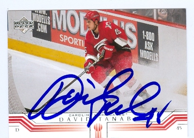 66326 David Tanabe Autographed Hockey Card Carolina Hurricanes 2001 Upper Deck No. 34