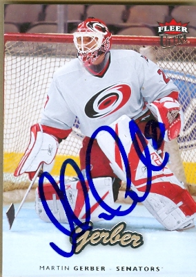 66340 Martin Gerber Autographed Hockey Card Carolina Hurricanes 2006 Fleer Ultra No. 133