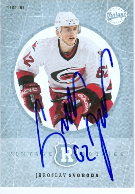 66345 Jaroslav Svoboda Autographed Hockey Card Carolina Hurricanes 2002 Ud Vintage No. 325