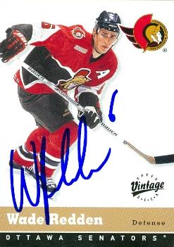 66372 Wade Redden Autographed Hockey Card Ottawa Senators 2000 Ud Vintage No. 251