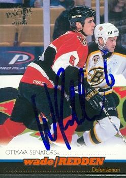 66373 Wade Redden Autographed Hockey Card Ottawa Senators 1999 Pacific No. 293