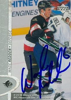 66381 Wade Redden Autographed Hockey Card Ottawa Senators 1997 Upper Deck No. 305